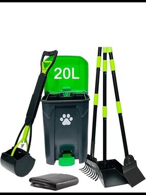 Pet Waste Cleanup Kit - Black & Lime Green